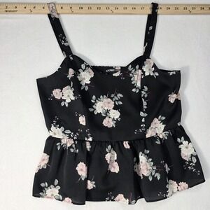 Express Peplum Black Floral Cami Top Size Small EUC